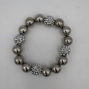 Silver Chunky Beaded Stretch Bracelet NWT
